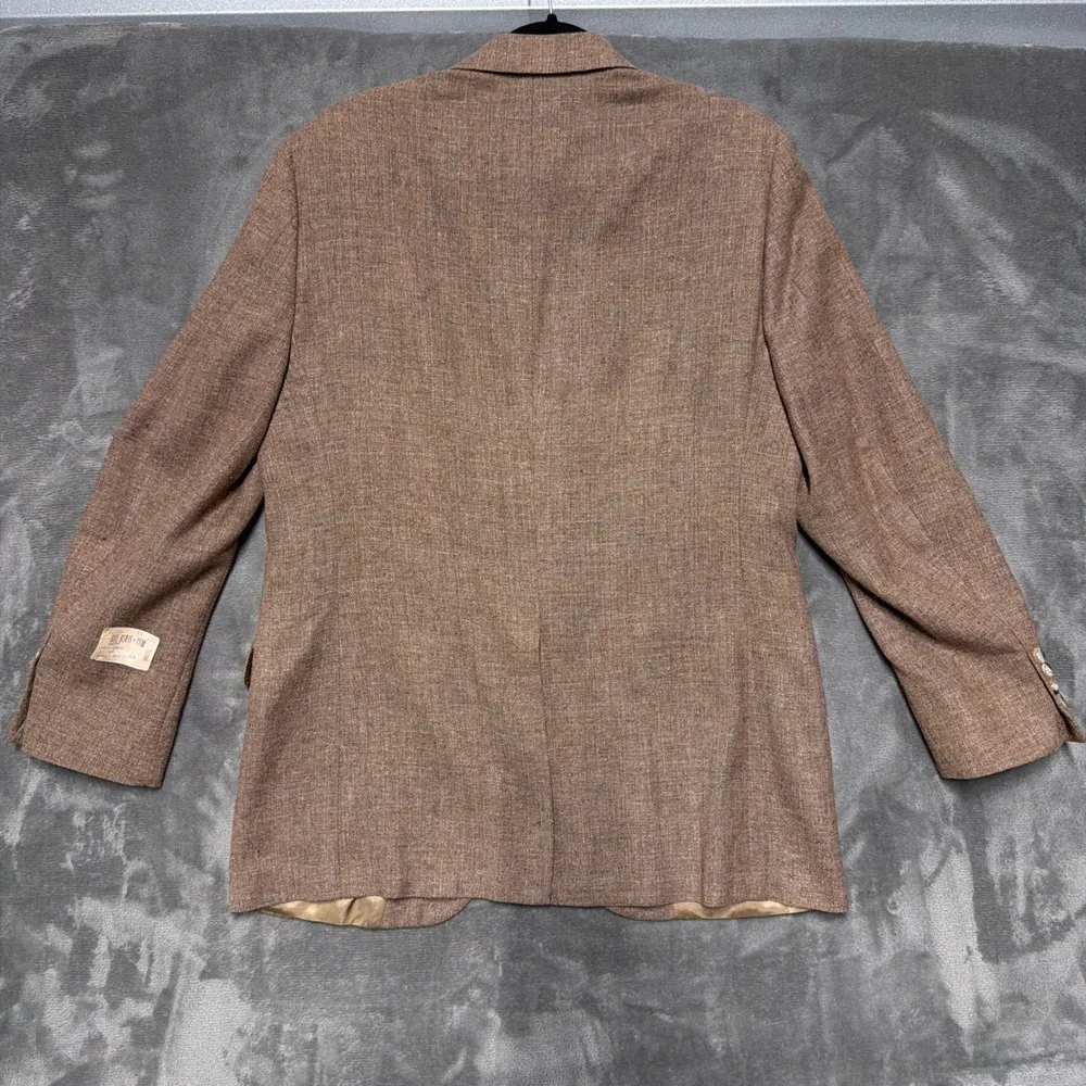 Vintage Bill Blass Blazer Mens 44 Wool Linen Tweed Sport Coat Hopsack Macy's 80s